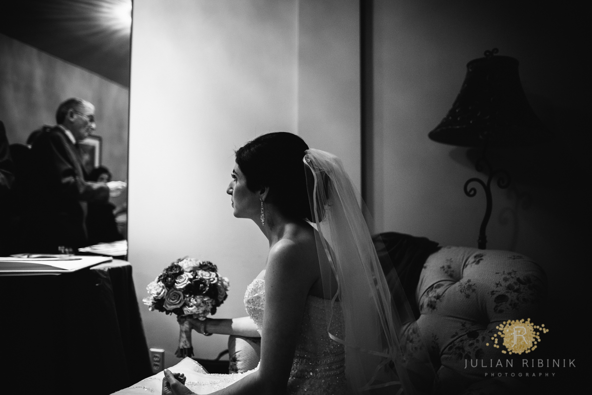 Black and white photo of the bride NY