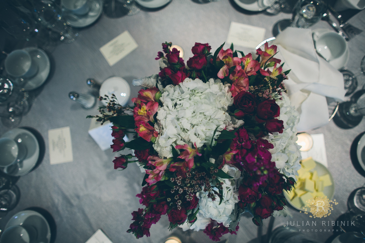 Elegant flower arrangement at the reception