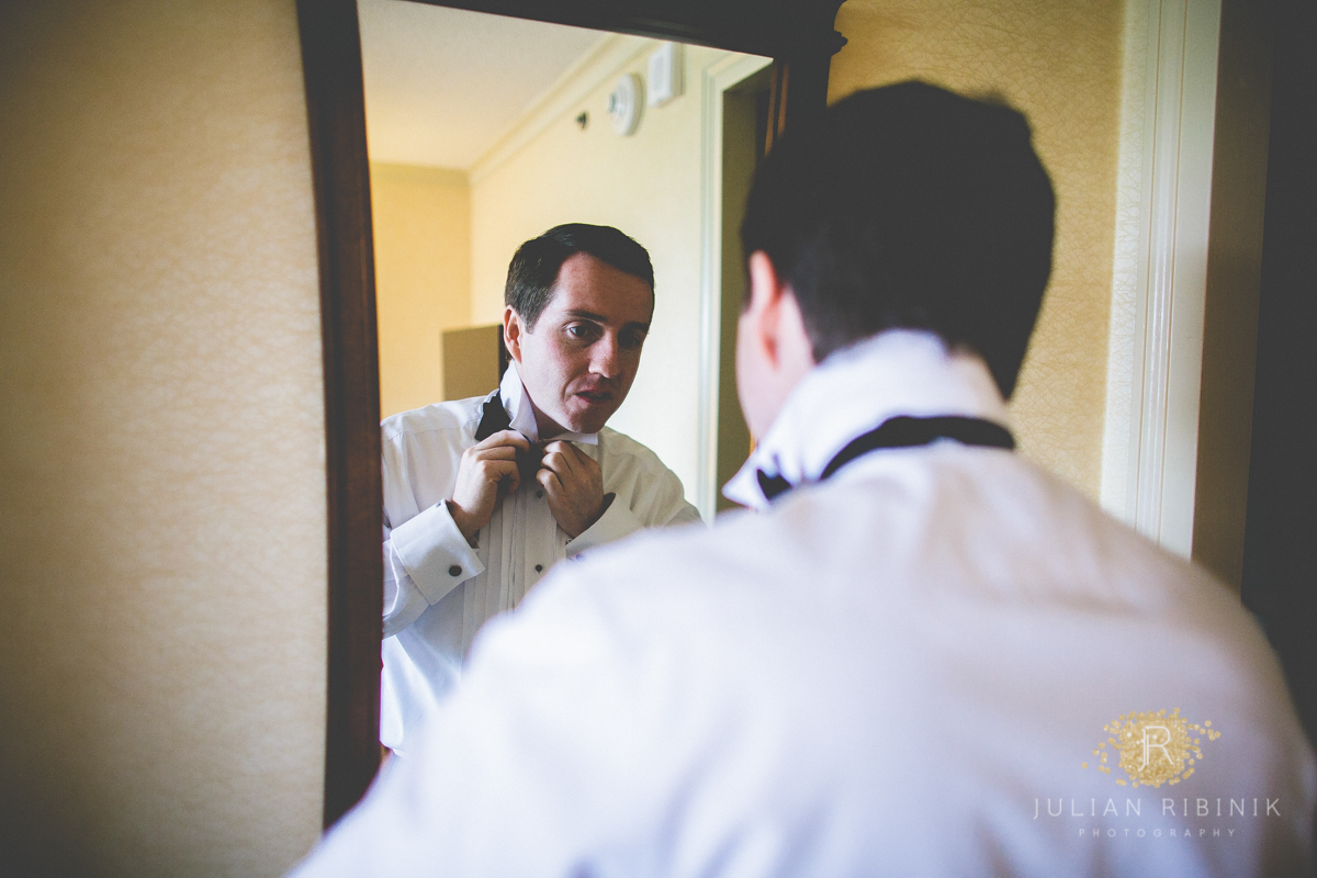 Groom getting reading for wedding in New Jersey