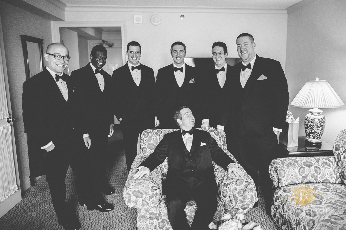 Groom with friends before wedding