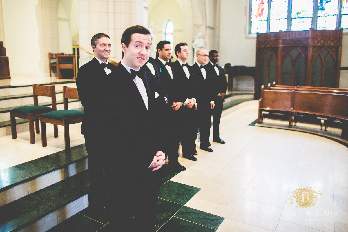 The groomsmen waiting for the wedding to begin