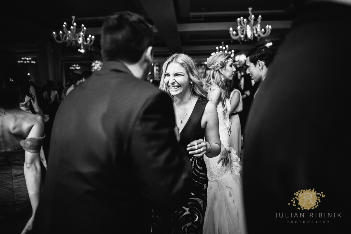 Guests greet each other at the reception 