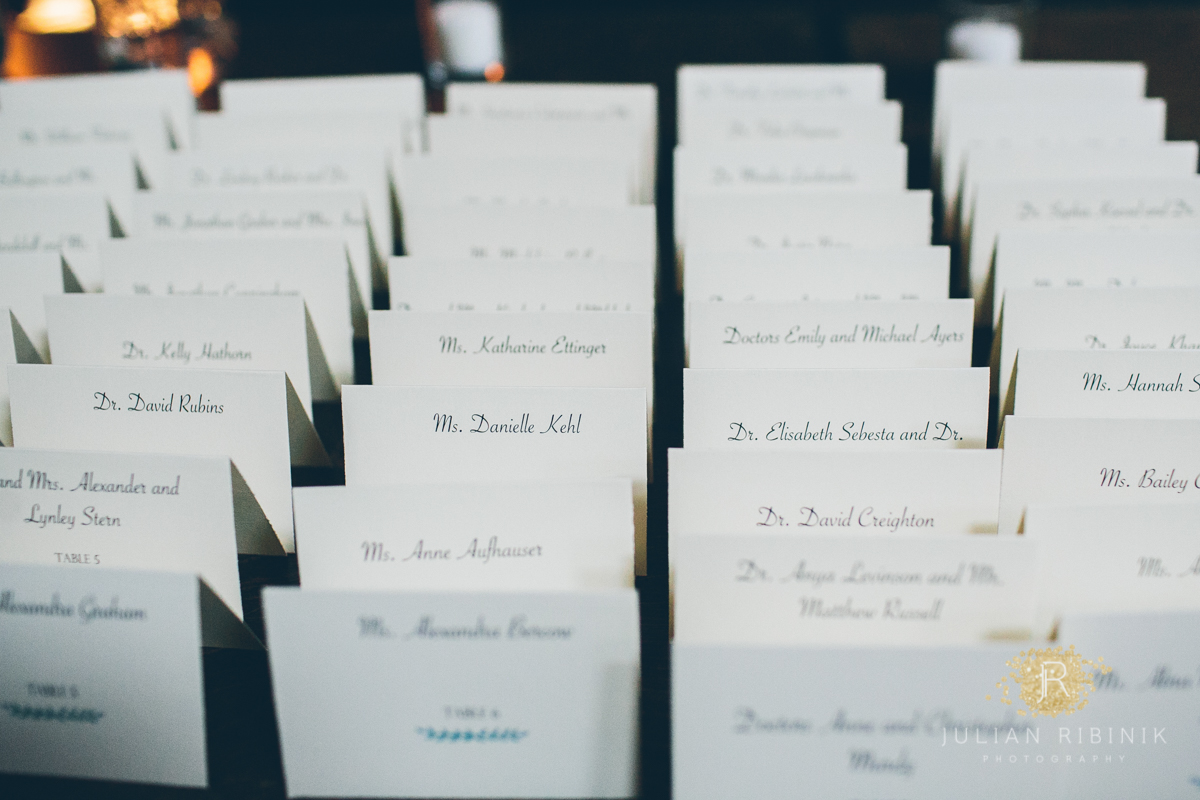 Name cards at the wedding reception