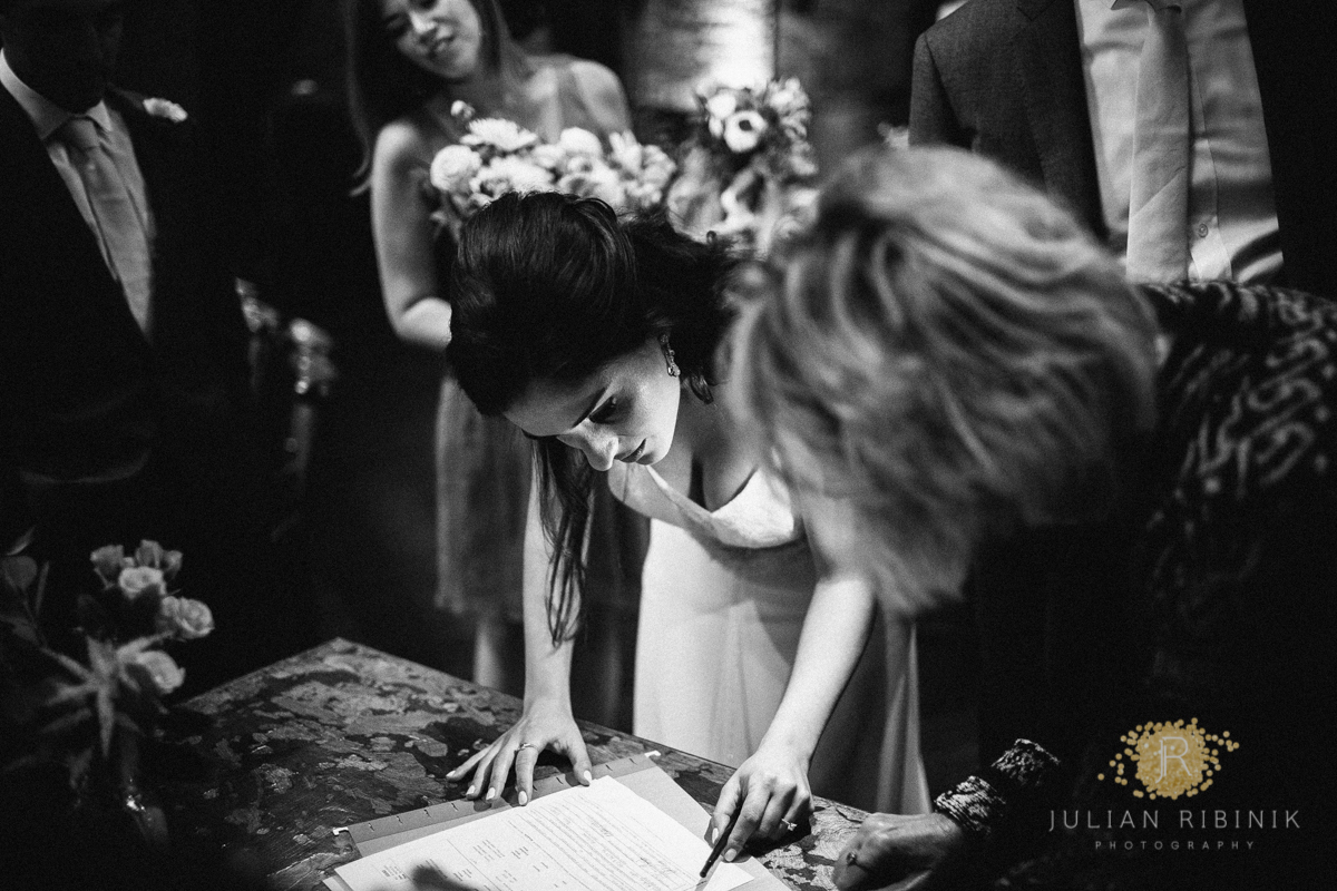 The bride reads carefully between the lines