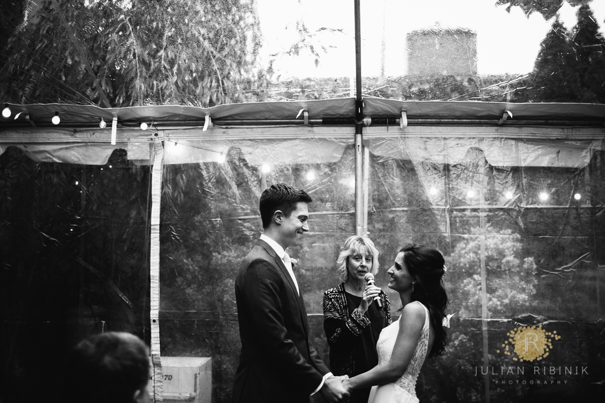 A black and white photo of wedding ceremony NY