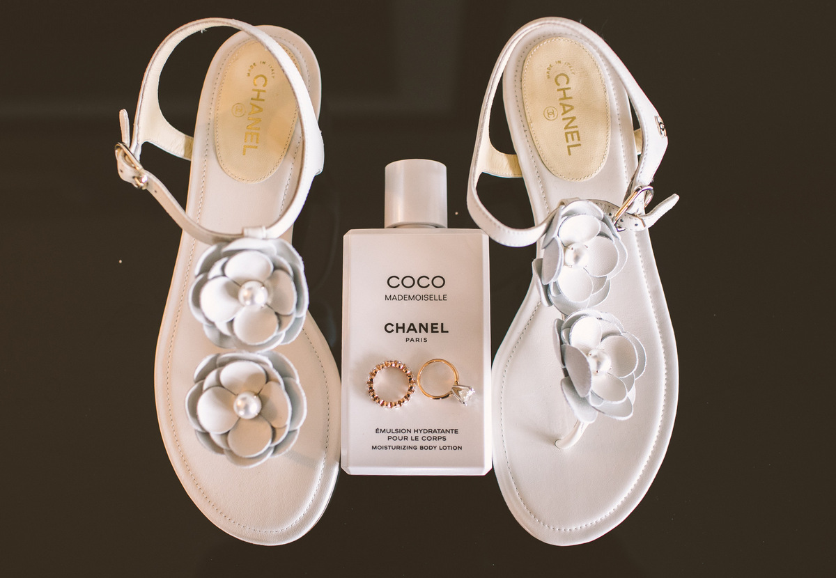 Chanel shoes and body lotion for the bride 