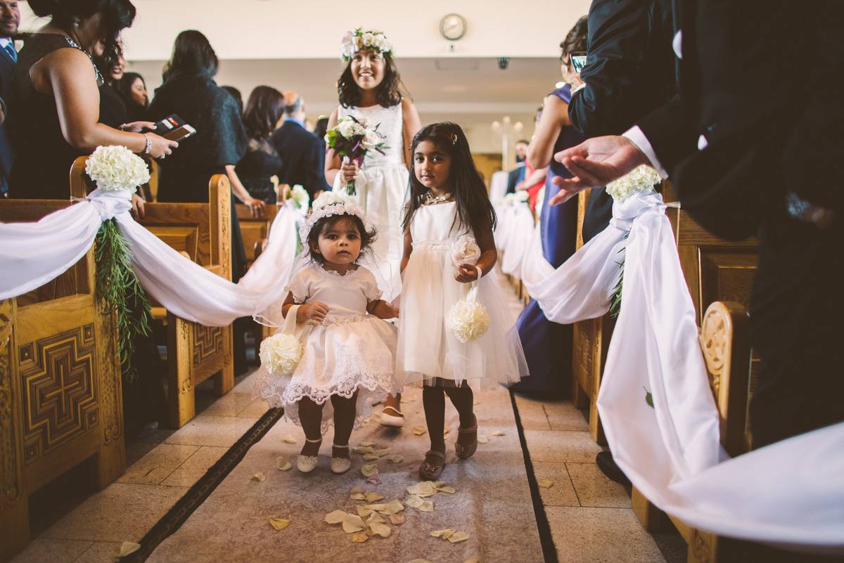 Three flower girls at a Coptic wedding in NJ