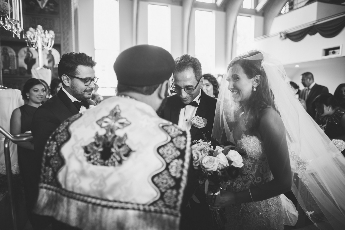The bride and groom together at the altar at a New Jersey Coptic wedding