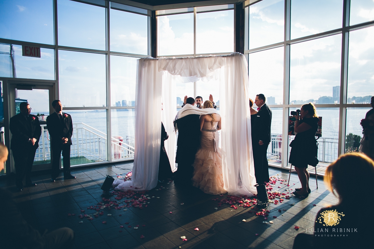 The lighthouse at Chelsea piers wedding photographer
