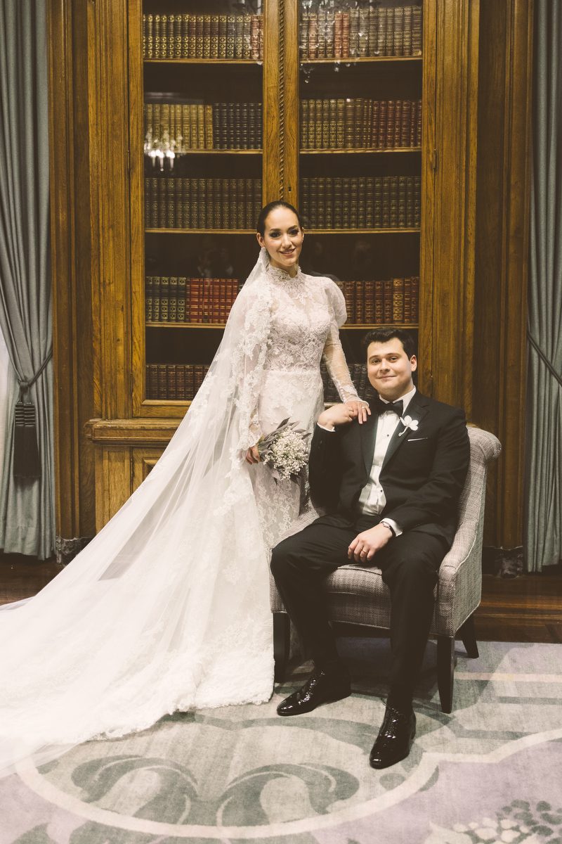 The lazo placed over the couple during the ceremony