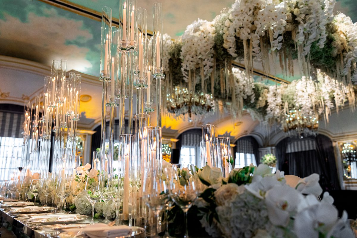 Floral canopy above the dance floor