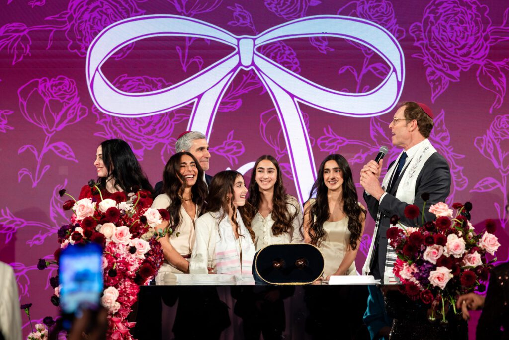 Paige at the bimah during her Bat Mitzvah ceremony at Cipriani 25 Broadway