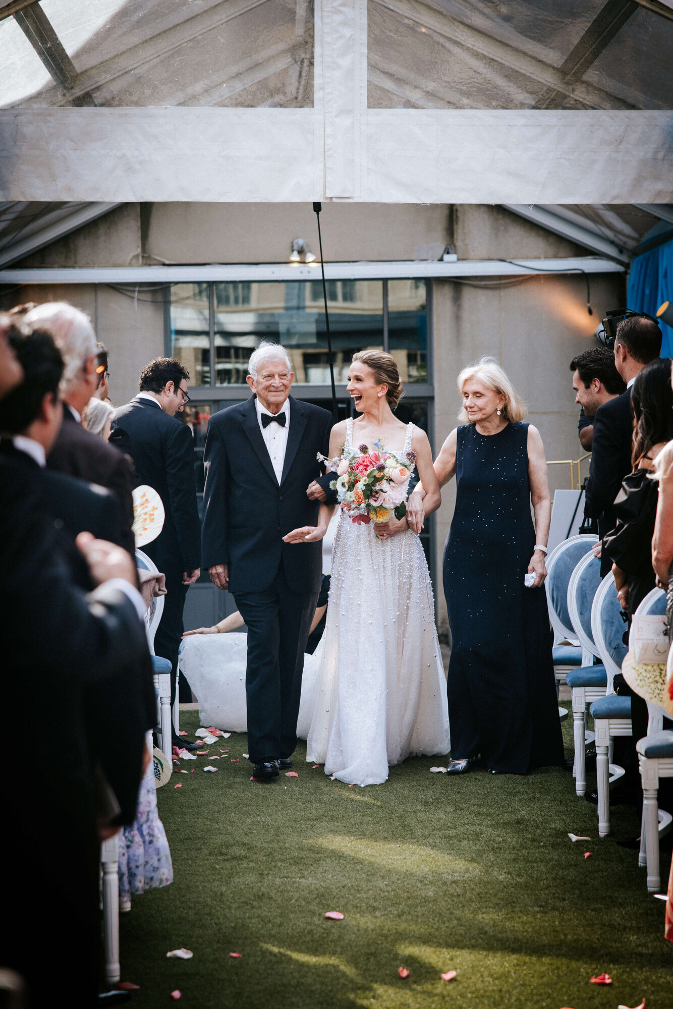 Rooftop ceremony with St. Patrick’s Cathedral behind