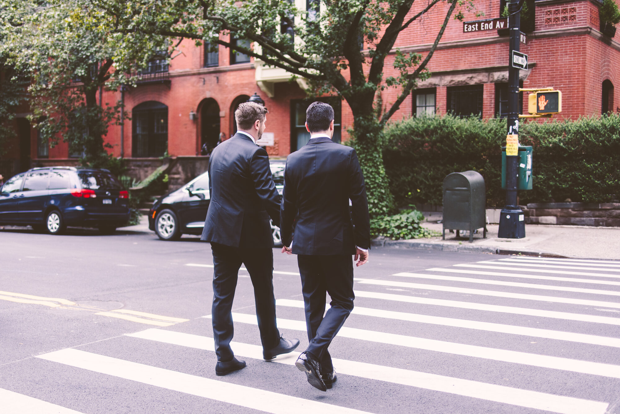 Crossing the street toward Guastavino's on the way to the ceremony