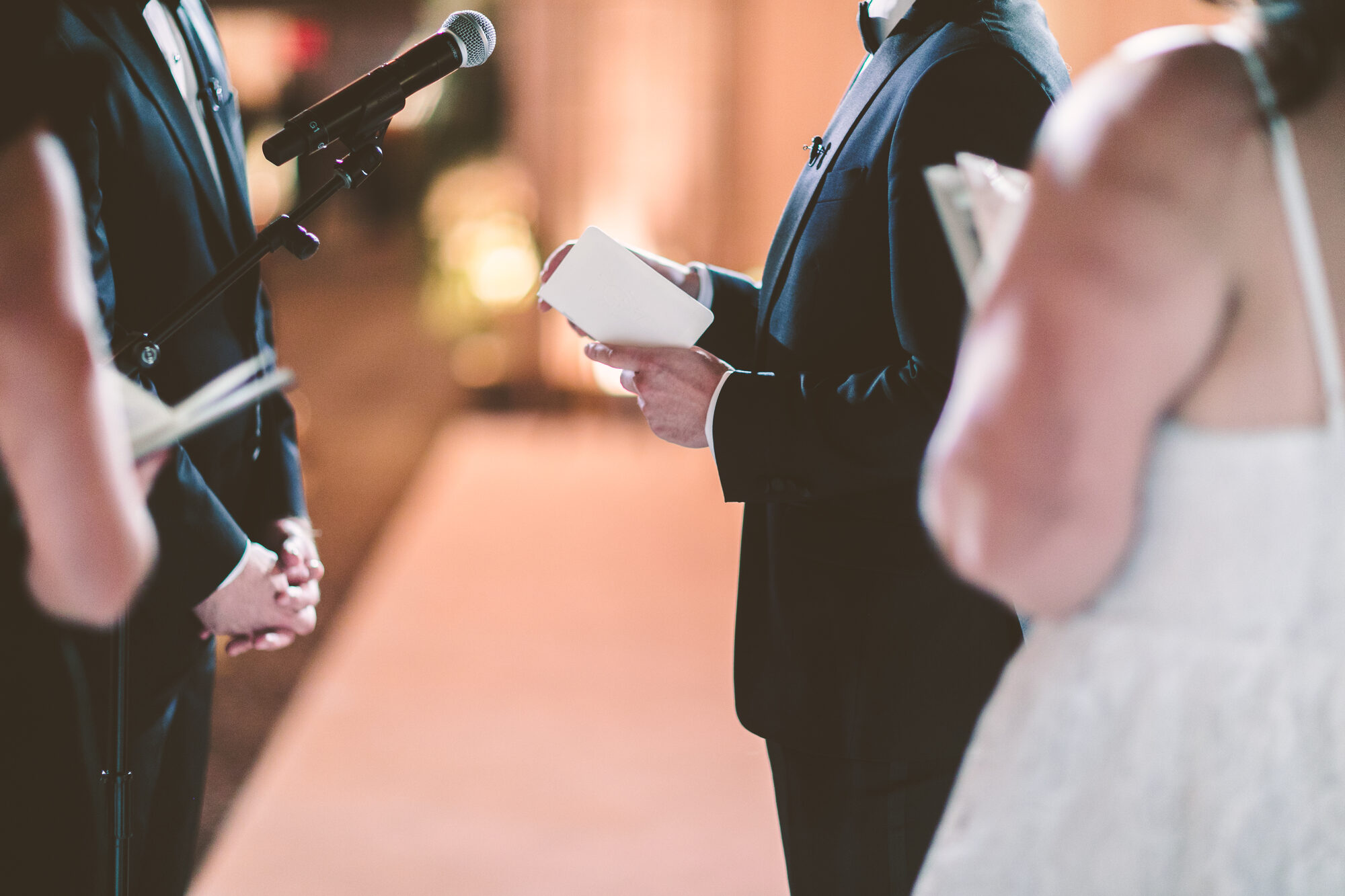 A close moment during the vows at a Guastavino's wedding ceremony
