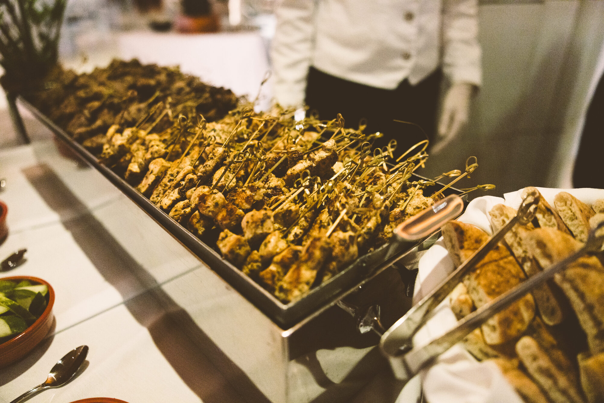 Skewers and hot bites at a Guastavino's wedding cocktail hour