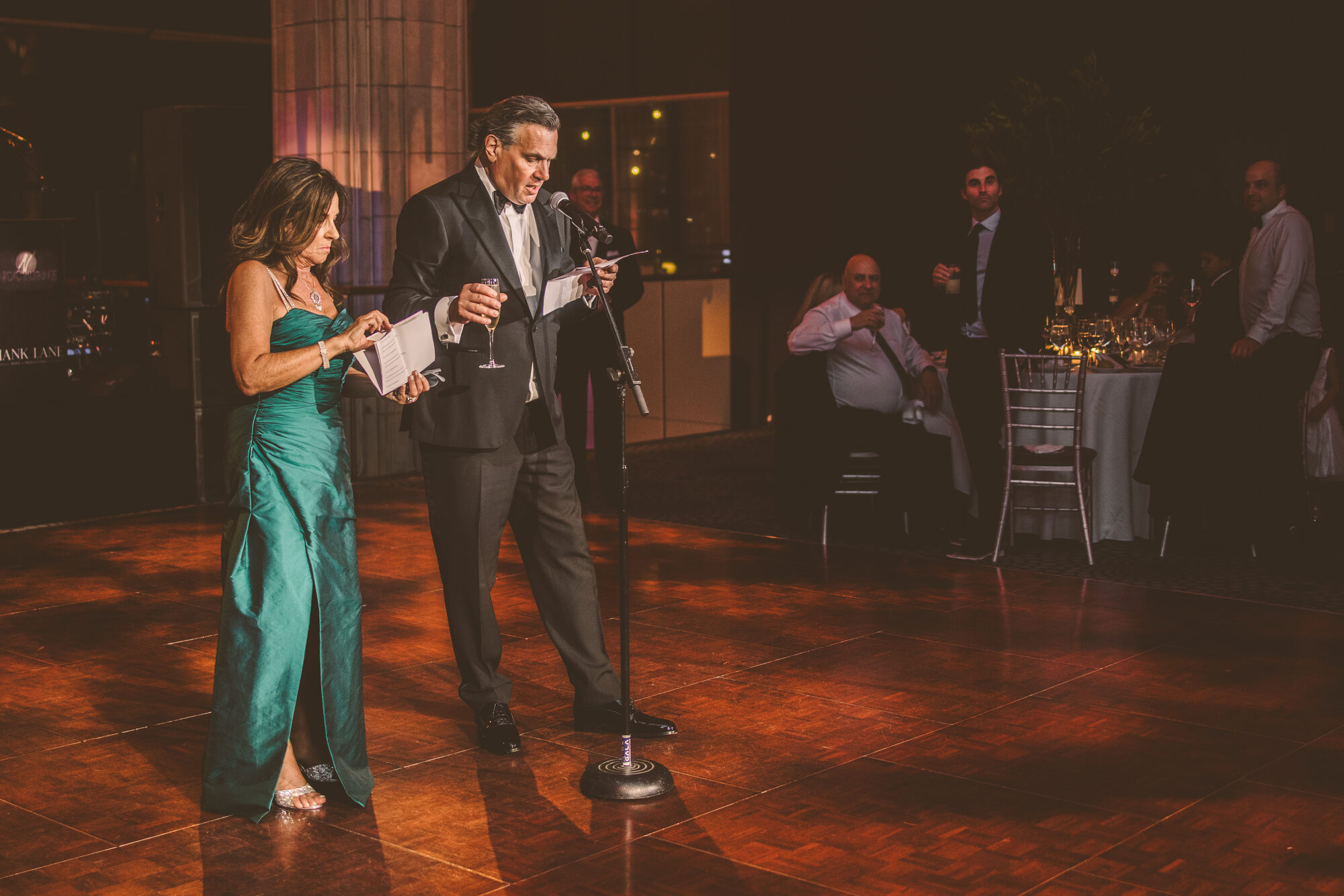 A guest giving a toast at a Guastavino's wedding