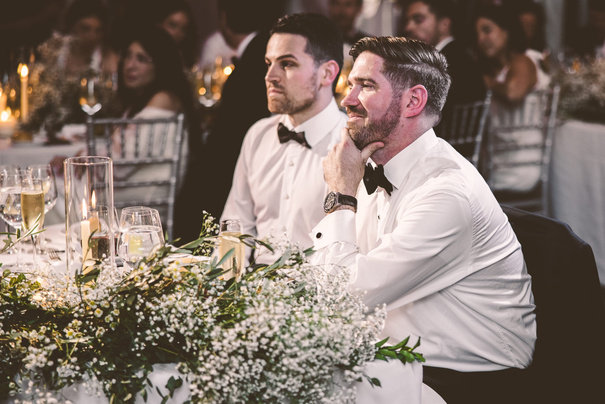 Guests seated for dinner at a Guastavino's wedding