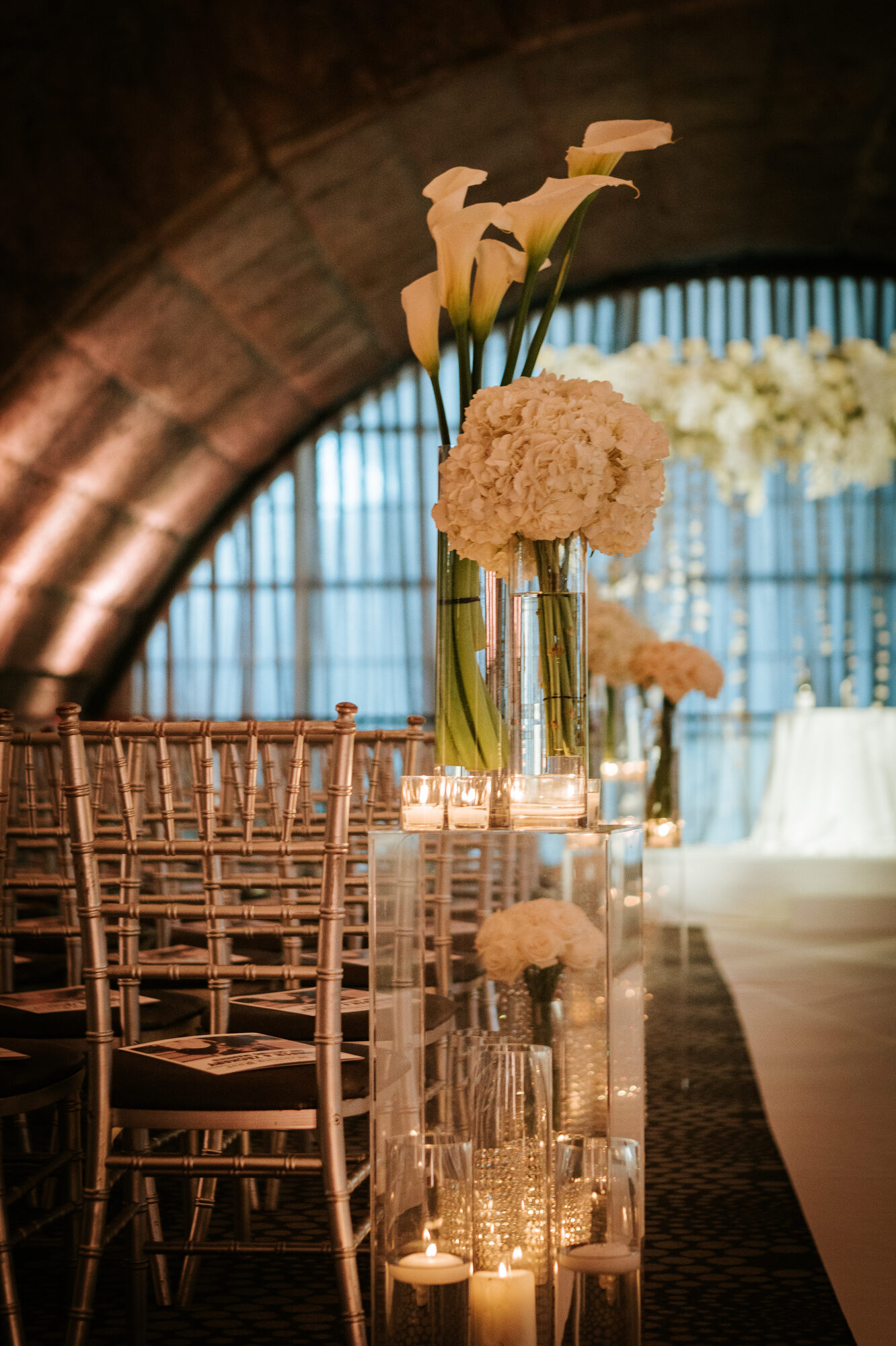 Wedding ceremony details at a historic New York venue