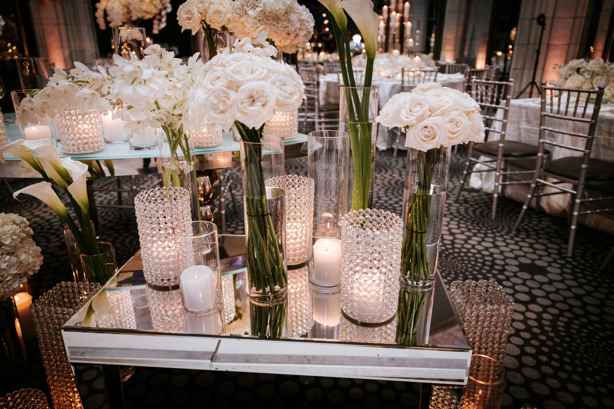 Wedding reception design beneath historic tile vaults