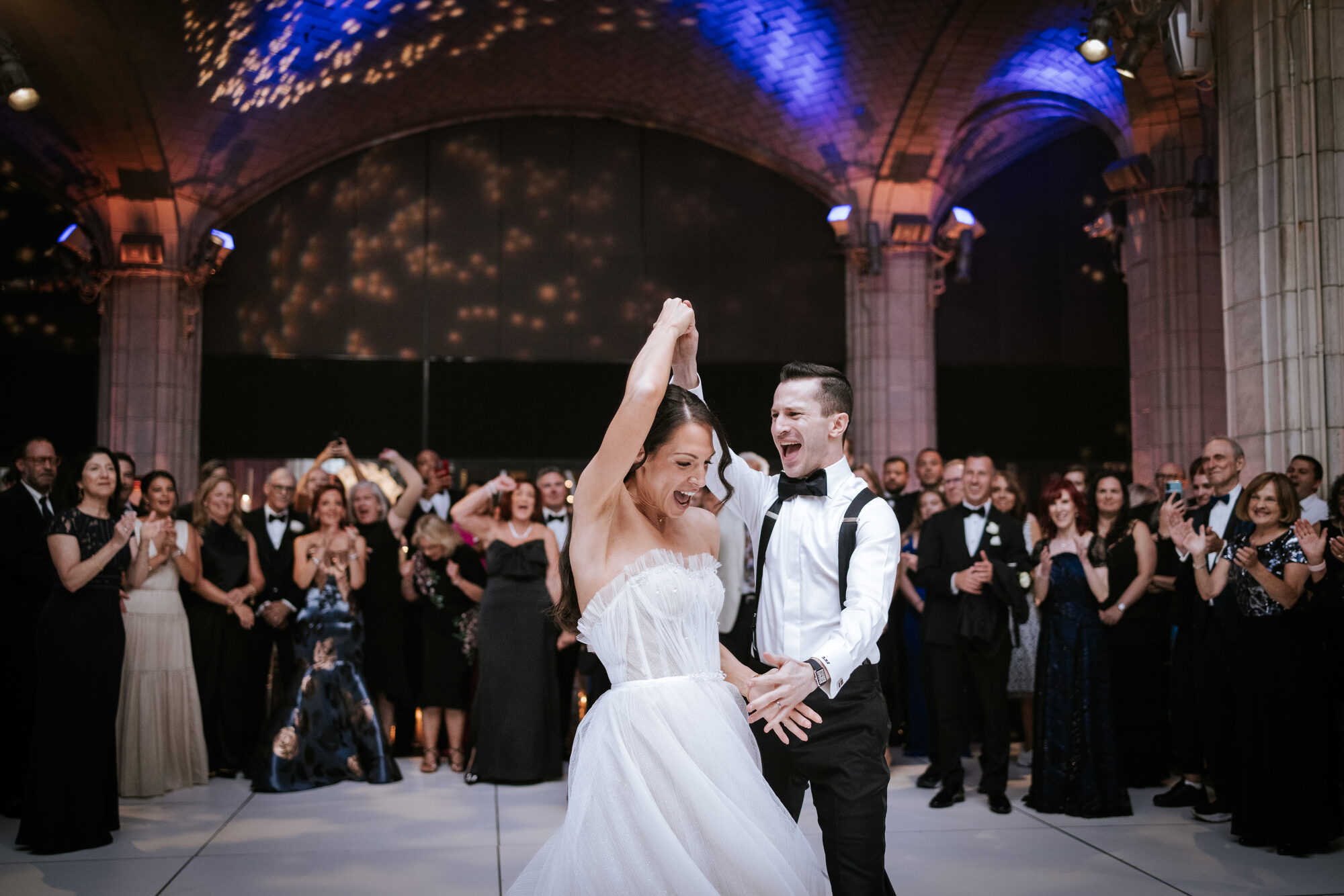 Hora celebration beneath the Guastavino vaults