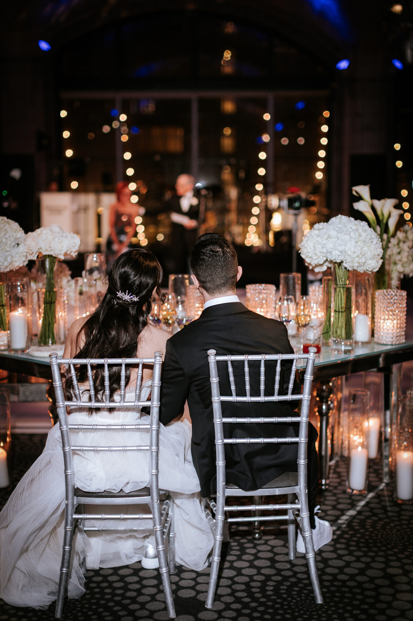 Wedding cake with gold stars at Guastavino's