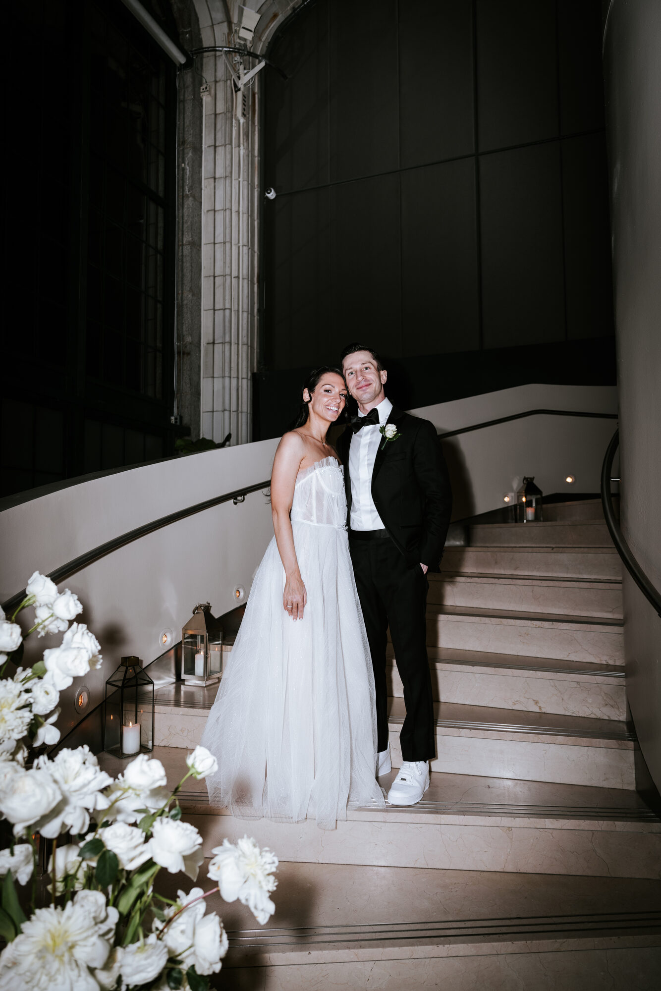Wedding celebration beneath the tile arches
