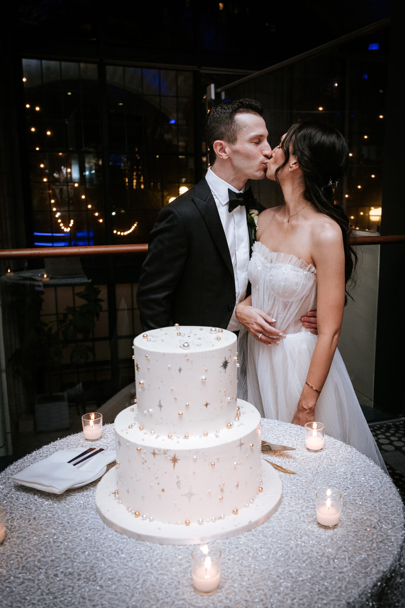 Wedding party celebrating
