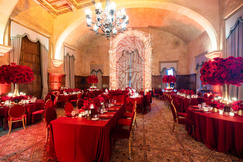 The Biltmore ballroom prepared for a wedding reception