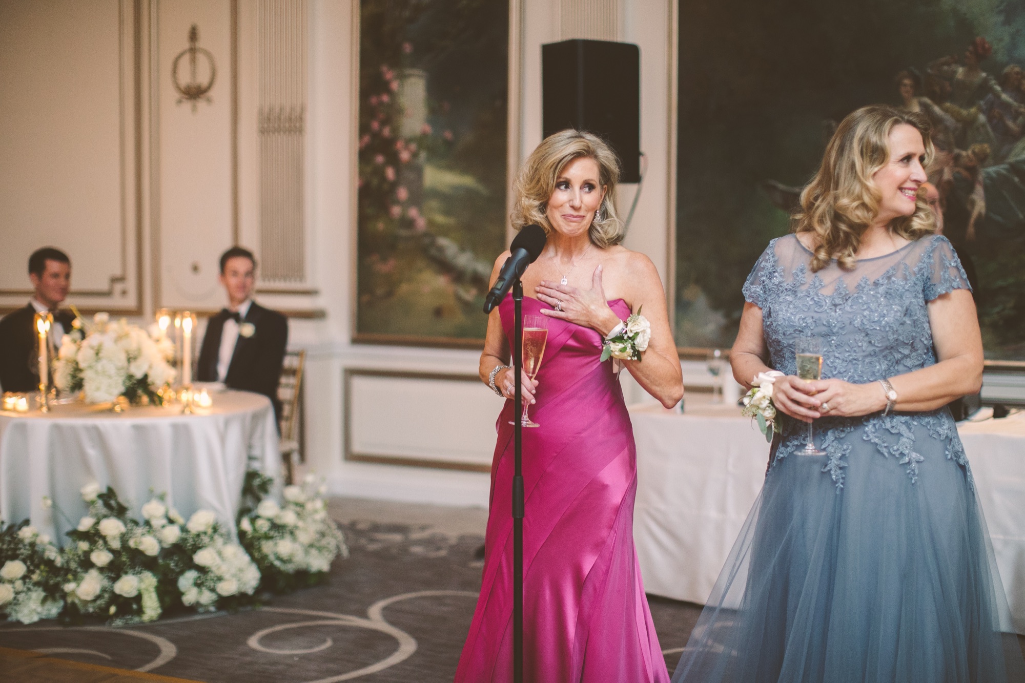 Guests gathered at the reception in the ballroom