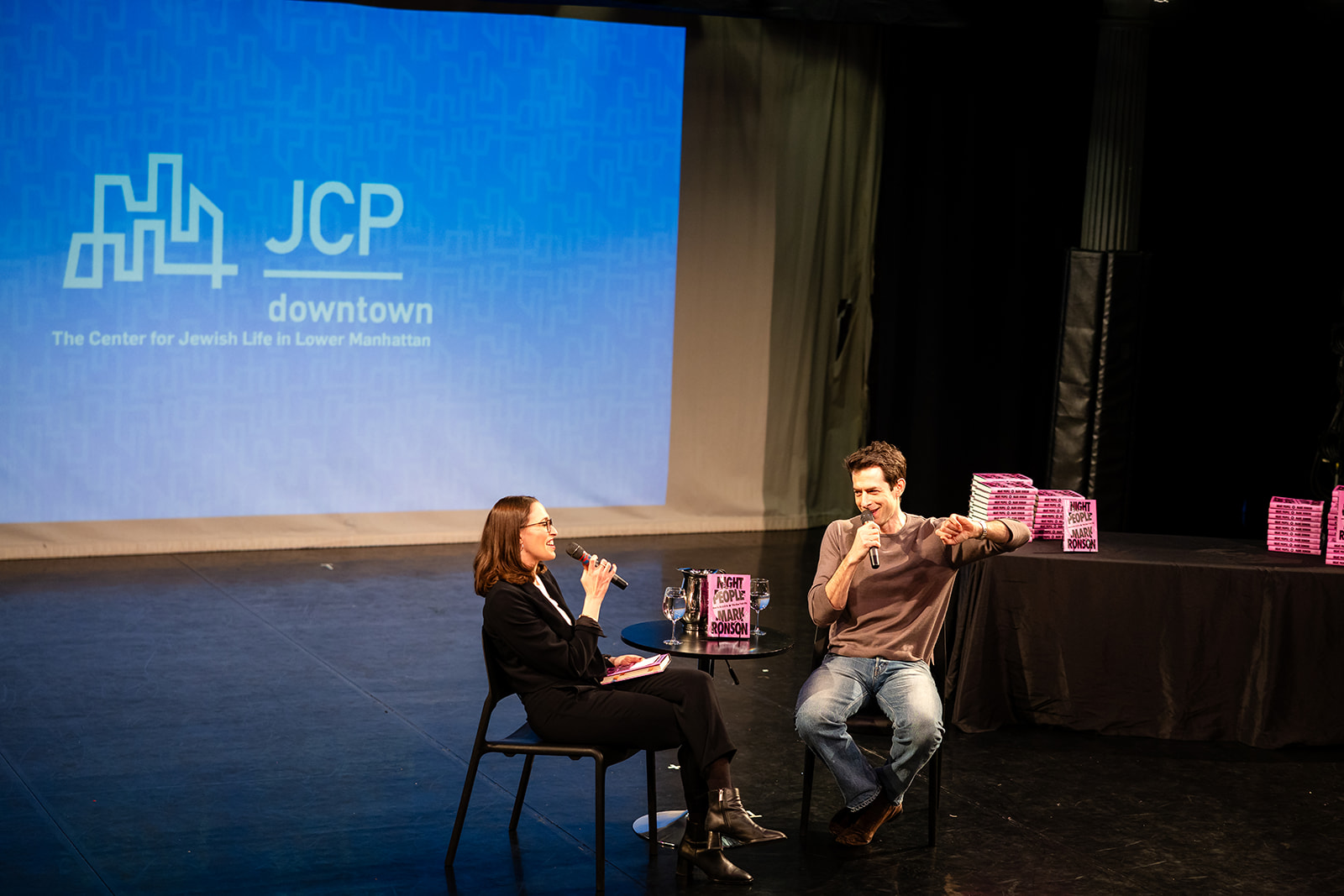 Mark Ronson speaking onstage at JCP Downtown