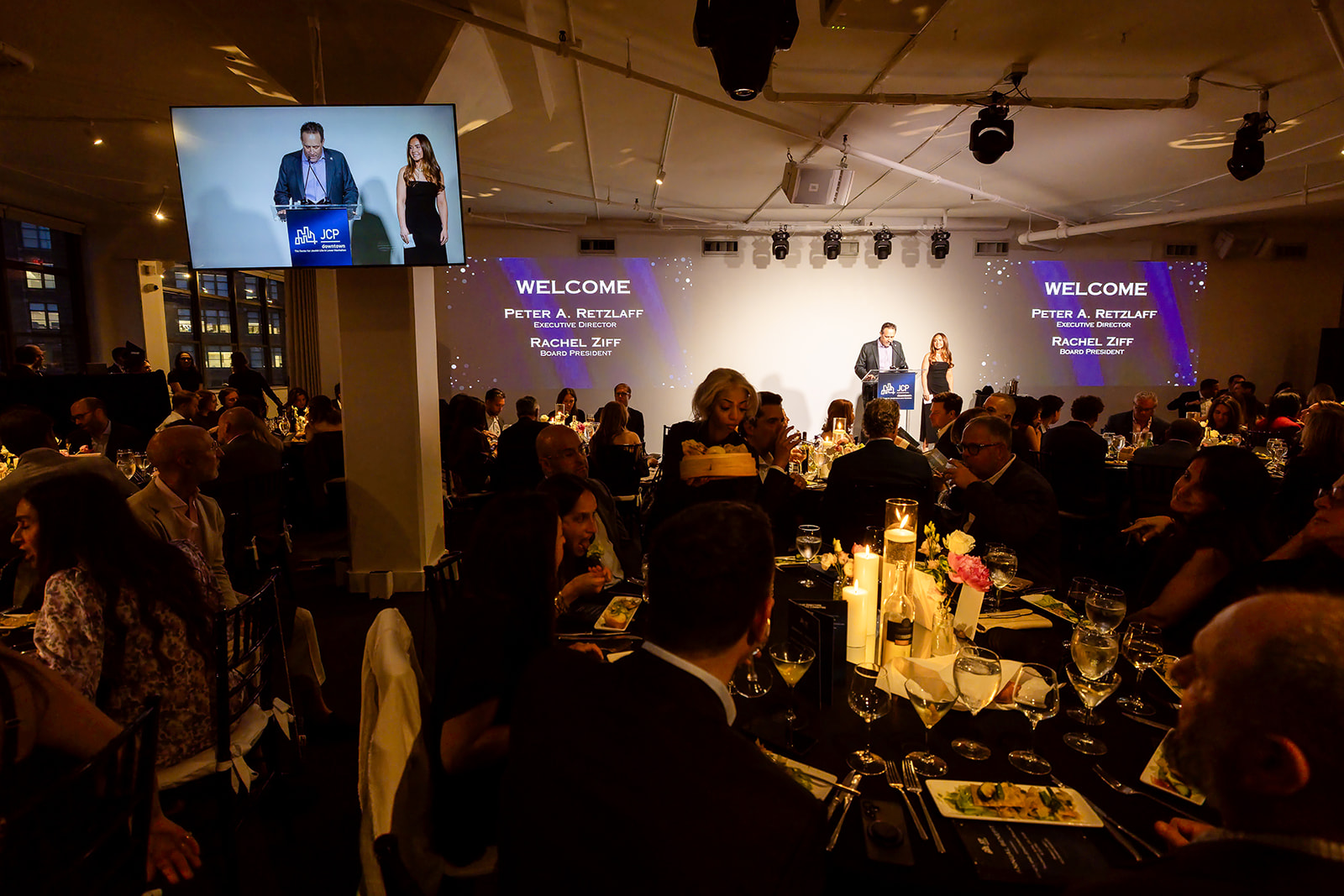 JCP Downtown annual benefit dinner and stage inside Tribeca 360 event space