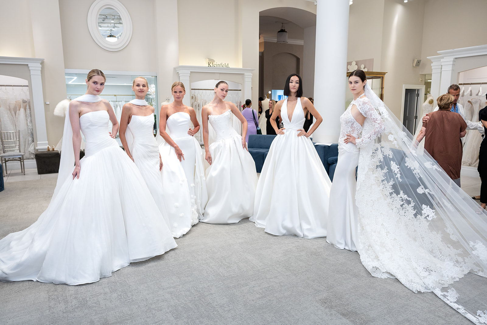 Nicole and Felicia bridal gown collection presented inside Kleinfeld Bridal in New York